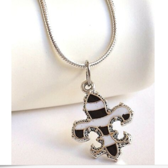 Silver Fleur de Lis Necklace 18" Nola Saints - Picture 4 of 8